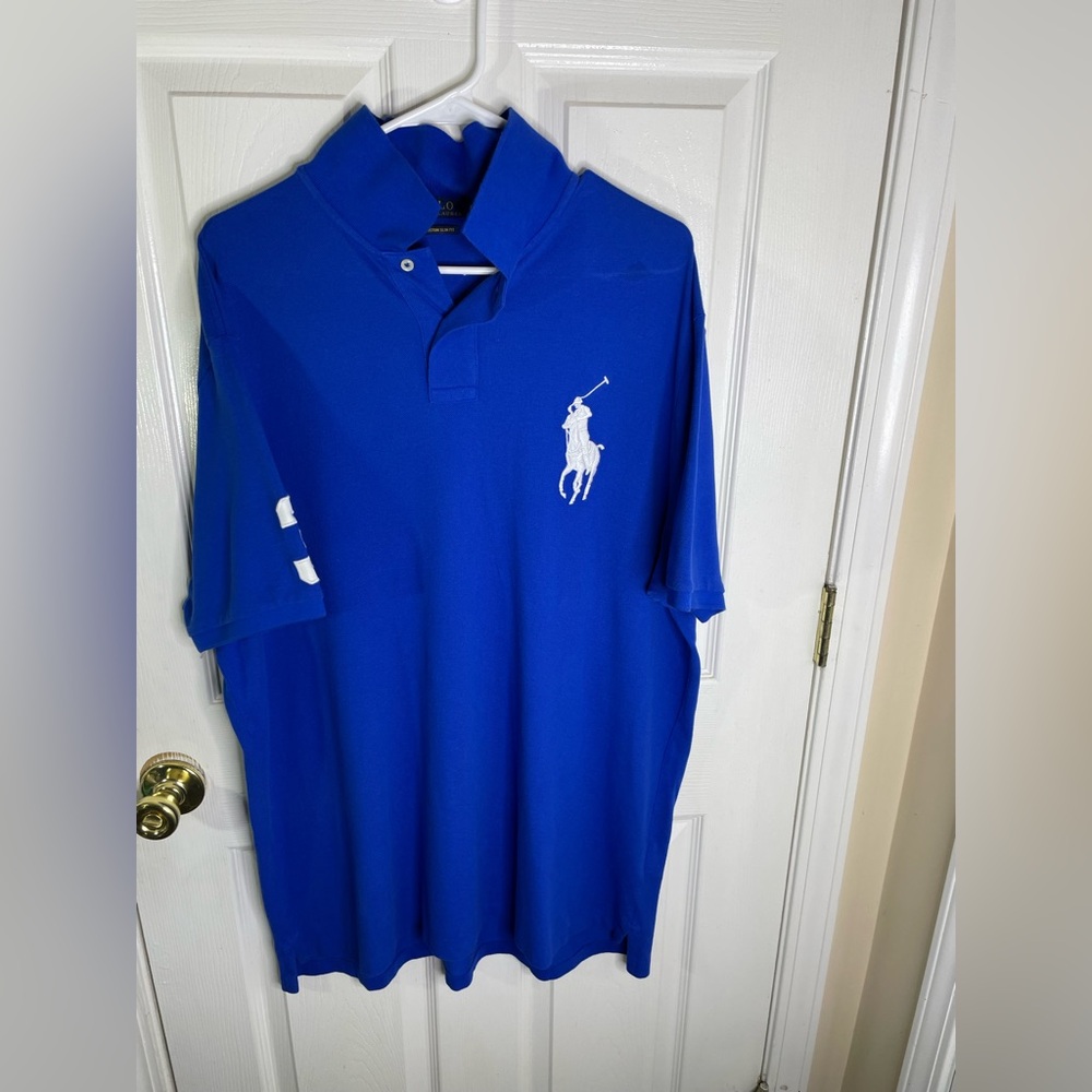 Ralph Lauren Polo Shirt Mens Large Red Custom Slim Fit Big Pony Sz XXL